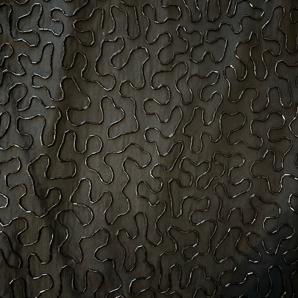 Vintage Laurence Kazar Black Silk Beaded Sheath Dress With Sequined Shoulders - Picture 6 of 15